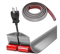 Bocguy 3.0M Cache Cable Sol, Petit Canal de câble Flexible,Goulotte Passe Cable Sol Silicone, Cache Fil Électrique Sol Auto-Adhésif Facile à Couper Montage pour Tous Les Câbles (Gris)