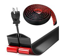 Bocguy 3M Cache Cable Sol, Petit Canal de câble Flexible,Goulotte Passe Cable Sol Silicone, Cache Fil Électrique Sol Auto-Adhésif Facile à Couper Montage pour Tous Les Câbles (Noir)