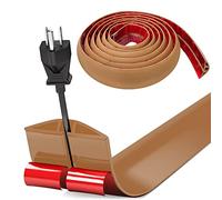 Bocguy 3M Cache Cable Sol, Petit Canal de câble Flexible,Goulotte Passe Cable Sol Silicone, Cache Fil Électrique Sol Auto-Adhésif Facile à Couper Montage pour Tous Les Câbles (Marron)