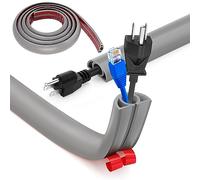 Bocguy Cache Cable Sol, Petit Canal de câble Flexible, 1M x 2cm Goulotte Passe Cable Sol Silicone, Cache Fil Électrique Sol Auto-Adhésif Facile à Couper Montage pour Tous Les Câbles (Gris-Arrondi)