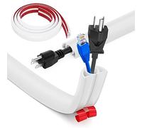 Bocguy Cache Cable Sol, Petit Canal de câble Flexible,1M x 2cm Goulotte Passe Cable Sol Silicone, Cache Fil Électrique Sol Auto-Adhésif Facile à Couper Montage pour Tous Les Câbles (Blanc-Arrondi)