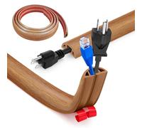 Bocguy Cache Cable Sol, Petit Canal de câble Flexible,1M x 3cm Goulotte Passe Cable Sol Silicone, Cache Fil Électrique Sol Auto-Adhésif Facile à Couper Montage pour Tous Les Câbles (Grain Bois)