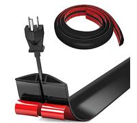 Bocguy Cache Cable Sol, Petit Canal de câble Flexible,1M x 3cm Goulotte Passe Cable Sol Silicone, Cache Fil Électrique Sol Auto-Adhésif Facile à Couper Montage pour Tous Les Câbles (Noir-Arrondi)