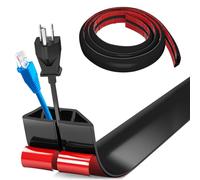 Bocguy Cache Cable Sol, Petit Canal de Câble Flexible, 1M x 4cm Goulotte Passe Cable Sol Silicone, Cache Fil Électrique Sol Auto-Adhésif pour Tous Les Câbles (Noir - Côtés Trapézoïdaux)