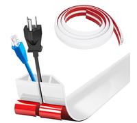 Bocguy Cache Cable Sol, Petit Canal de Câble Flexible, 1M x 4cm Goulotte Passe Cable Sol Silicone, Cache Fil Électrique Sol Auto-Adhésif pour Tous Les Câbles (Blanc - Côtés Trapézoïdaux)