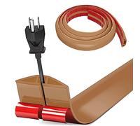 Bocguy Cache Cable Sol, Petit Canal de câble Flexible,1M x 5cm Goulotte Passe Cable Sol Silicone, Cache Fil Électrique Sol Auto-Adhésif Facile à Couper Montage pour Tous Les Câbles (Marron-Arrondi)