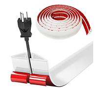 Bocguy Cache Cable Sol, Petit Canal de câble Flexible,3.0M x 3cm Goulotte Passe Cable Sol Silicone, Cache Fil Électrique Sol Auto-Adhésif Facile à Couper Montage pour Tous Les Câbles (Blanc-Arrondi)