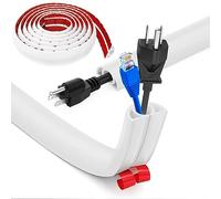 Bocguy Cache Cable Sol, Petit Canal de câble Flexible,5M x 2cm Goulotte Passe Cable Sol Silicone, Cache Fil Électrique Sol Auto-Adhésif Facile à Couper Montage pour Tous Les Câbles (Blanc-Arrondi)