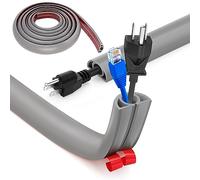 Bocguy Cache Cable Sol, Petit Canal de câble Flexible, 5M x 2cm Goulotte Passe Cable Sol Silicone, Cache Fil Électrique Sol Auto-Adhésif Facile à Couper Montage pour Tous Les Câbles (Gris-Arrondi)