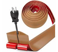 Bocguy Cache Cable Sol, Petit Canal de câble Flexible,5M x 3cm Goulotte Passe Cable Sol Silicone, Cache Fil Électrique Sol Auto-Adhésif Facile à Couper Montage pour Tous Les Câbles (Marron-Arrondi)