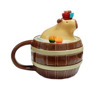 Bocguy Capybara Tasse mignonne - Tasse en céramique Capibara - Forme 3D amusante - Avec couvercle - Pour la famille, le bureau, les anniversaires et Noël, les filles et les garçons - 450ml