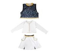 Bocguy Costume de Cosplay d'Anime pour Enfants Filles, Accessoire de Jeu de Rôle pour Enfants, Tenue de Scène Pop Star pour Halloween, Carnaval, Robe de Scène, Robe de Soirée Habillée (2# Blanc, 150)