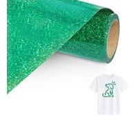 Bocguy Flex Thermocollant Pailleté Vert, 30,5 CM x 152 CM Vinyle Thermocollant Cri-cut Iron On Facile à Couper & Désherber, Rouleau Vinyle Thermocollant Pailleté pour Cri-cut & Silhouette