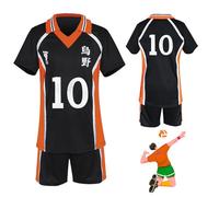 Bocguy Haikyuu Cosplay Karasuno, Anime Cosplay Homme, Costume d'anime, Haikyuu Volleyball Jersey, Uniforme Karasuno, chemise et short Shouyou Hinata Costume pour cosplay, Halloween, carnaval, N° 10