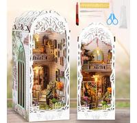 Bocguy Kit Book Nook - Maison de jardin miniature avec meubles et lumière LED - Maison de poupée DIY en bois - Serre - Puzzle 3D en bois - Booknooks - Modélisme diorama pour adultes - Décoration de