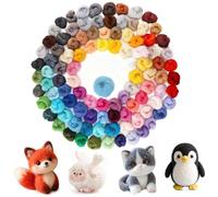 Bocguy Kit de démarrage de laine à feutrer, 100 couleurs, 108 g de laine de conte de fées, laine à feutrer pour feutrage humide et feutrage à sec, kit de démarrage pour débutants, bricolage, avec