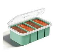 Bocguy Lot de 1 Bacs Souper Cubes De CongéLation pour Soupe en Silicone avec Couvercle, Bacs de CongéLation à 4 Compartiments pour Cubes de Soupe, Pour GlaçOns, Bouillon, Sauce Ou Beurre