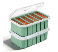 Bocguy Lot de 2 Bacs Souper Cubes De CongéLation pour Soupe en Silicone avec Couvercle, Bacs de CongéLation à 6 Compartiments pour Cubes de Soupe, Pour GlaçOns, Bouillon, Sauce Ou Beurre