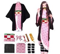 Bocguy Nezuko Cosplay, Deguisement Anime Nezuko Kamado, Costume Anime Femme, Personnage Anime Adulte, Tenue Kimono, Uniforme pour Carnaval Halloween Cosplay Party