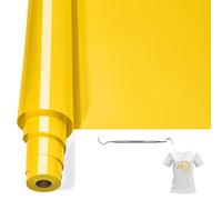 Bocguy Rouleau Vinyle Thermocollant Jaune pour Tissus 30,5 CM X 610 CM avec Outil Désherber, Flex Thermocollant pour Tissus, Cricut et Découpe Silhouette (Jaune)
