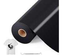 Bocguy Rouleau Vinyle Thermocollant Noir pour Tissus 30,5 CM X 10 M avec Outil Désherber, Flex Thermocollant pour Tissus, Cricut et Découpe Silhouette (Noir)