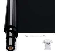 Bocguy Rouleau Vinyle Thermocollant Noir pour Tissus 30,5 CM X 610 CM avec Outil Désherber, Flex Thermocollant pour Tissus, Cricut et Découpe Silhouette (Noir)
