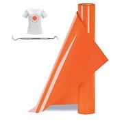 Bocguy Rouleau Vinyle Thermocollant Orange pour Tissus 30,5 CM X 377 CM avec Outil Désherber, Flex Thermocollant pour Tissus, Cricut et Découpe Silhouette (Rouge Orangé)
