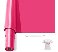 Bocguy Rouleau Vinyle Thermocollant Rose pour Tissus 30,5 CM X 610 CM avec Outil Désherber, Flex Thermocollant pour Tissus, Cricut et Découpe Silhouette (Rose Rouge)