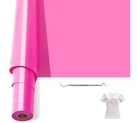 Bocguy Rouleau Vinyle Thermocollant Rose pour Tissus 30,5 CM X 610 CM avec Outil Désherber, Flex Thermocollant pour Tissus, Cricut et Découpe Silhouette (Rose)