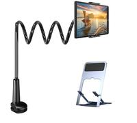 BOCHENG Support de tablette en col de cygne flexible à 360° avec 1 support de téléphone portable pour iPad, téléphone portable, commutateur, Samsung Galaxy Tabs, Kindle Fire HD, etc. 130 cm