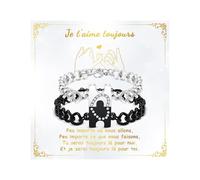 BOCHOI 2 Pcs Bracelet Couple Cadeau Mariage Noces Romantique Idee Couple Saint Valentin Cadeaux pour Elle & Lui Anniversaire Cadeau pour Petit Ami Hommes Petite Mari Amie Femme Noël Fiançailles