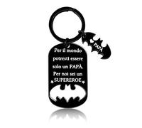 BOCHOI Porte-clés pour papa avec emballage cadeau, porte-clés avec citations héroïques, acier inoxydable 316L, texte gravé au laser, cadeau d'anniversaire et de Noël, cadeaux pour fête des pères, Noir