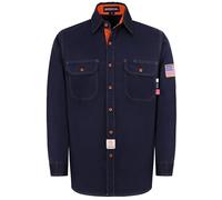 BOCOMAL FR Chemises pour Hommes ignifuges Poids léger NFPA2112 Chemise de Soudure Ignifuge Finition Hydrofuge et oléofuge, Boutons-Bleu Marine, XL