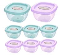 Bocs d'aliments pour bébé en verre réutilisables, 8pcs pour bébés contenants de nourriture 120 ml carrés et pots PP non toxiques empilables avec couvercle et échelle, contenants de rangement fuite po