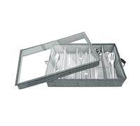 Boczif Boîte de rangement pour couverts avec séparateurs rembourrés, 5 compartiments de rangement pour ustensiles, support d'argenterie avec poignées et couvercle amovible pour organiser couverts,