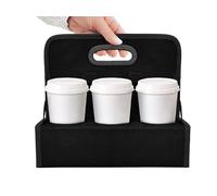 Boczif Chariot à Tasse Porte Boisson Portable ou Canettes Réutilisable | Porte Gobelet avec Poignée, Transport de Café, Vin, Cocktails, Sécurise les Boissons pour la Livraison et à Emporter (Noir)