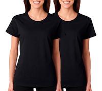 BOD HOME, Lot de 1 ou 2 t-shirts à manches courtes pour femme 100 % coton respirant col rond décontracté confortable basique huit couleurs disponibles Tailles S, M, L, XL, XXL, Noir , M