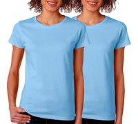 BOD HOME, Lot de 1 ou 2 t-shirts à manches courtes pour femme 100 % coton respirant col rond décontracté confortable basique huit couleurs disponibles Tailles S, M, L, XL, XXL, bleu clair, S