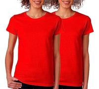 BOD HOME, Lot de 1 ou 2 t-shirts à manches courtes pour femme 100 % coton respirant col rond décontracté confortable basique huit couleurs disponibles Tailles S, M, L, XL, XXL, rouge, M