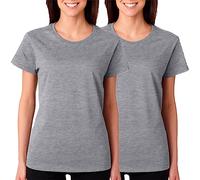 BOD HOME, Lot de 1 ou 2 t-shirts à manches courtes pour femme, 100 % coton, respirant et léger, huit couleurs unies, confortable et doux, T-shirt basique décontracté, tailles S, M, L, XL, XXL, gris, S
