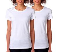 BOD HOME, Lot de 1 ou 2 t-shirts à manches courtes pour femme, 100 % coton, respirant et léger, huit couleurs unies, confortable et doux, T-shirt basique décontracté, tailles S, M, L, XL, XXL, blanc,