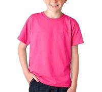 BOD HOME, Lot de 1 ou 2 t-shirts pour enfant/unisexe à manches courtes 100 % coton, col rond pour enfants, variété de couleurs unies, doux, confortable, polyvalent, tailles de 5 à 15 ans, Rose profond