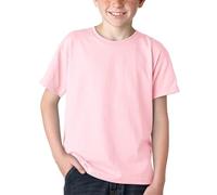 BOD HOME, Lot de 1 ou 2 t-shirts pour enfant/unisexe à manches courtes 100 % coton, col rond pour enfants, variété de couleurs unies, doux, confortable, polyvalent, tailles de 5 à 15 ans, rose, 12 ans