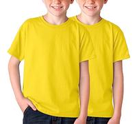 BOD HOME, Lot de 1 ou 2 t-shirts pour enfant/unisexe à manches courtes 100 % coton, col rond pour enfants, variété de couleurs unies, doux, confortable, polyvalent, tailles de 5 à 15 ans, citronier