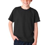 BOD HOME, Lot de 1 ou 2 t-shirts pour enfant/unisexe à manches courtes 100 % coton, col rond pour enfants, variété de couleurs unies, doux, confortable, polyvalent, tailles de 5 à 15 ans, Noir , 7-8