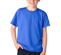 BOD HOME, Lot de 1 ou 2 t-shirts pour enfant/unisexe à manches courtes 100 % coton, col rond pour enfants, variété de couleurs unies, doux, confortable, polyvalent, tailles de 5 à 15 ans, bleu, 10 ans