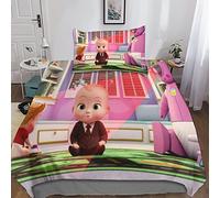 BODAHL Baby Boss Housse De Couettes 2 Pièces Imprimé 3D Microfibre Animation Parure De Lit Taie d'oreiller pour Adolescents, Garçons, Filles Single(135x200cm)