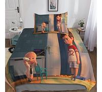 BODAHL Baby Boss Impression 3D Animation Housse De Couettes Microfibre Ensemble Trois Pièces avec Fermeture Éclair Literie Convient Aux Garçons Et Aux Filles Single(135x200cm)