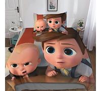 BODAHL Baby Boss Impression 3D Literie avec Taie d'oreiller Microfibre avec Fermeture Éclair Animation Housse De Couette Ensemble De 2 Universel Single（135x200cm）