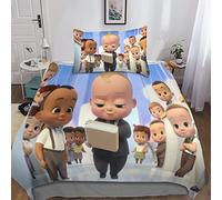 BODAHL Baby Boss Impression 3D Literie avec Taie d'oreiller Microfibre avec Fermeture Éclair Animation Housse De Couette Ensemble De 2 Universel Single(135x200cm)